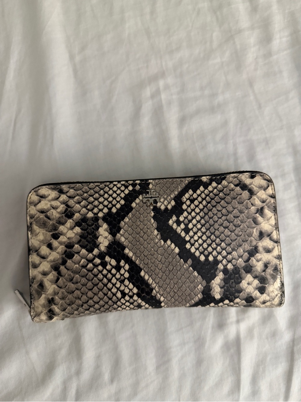 Tory Burch Snake-Print Zip Wallet